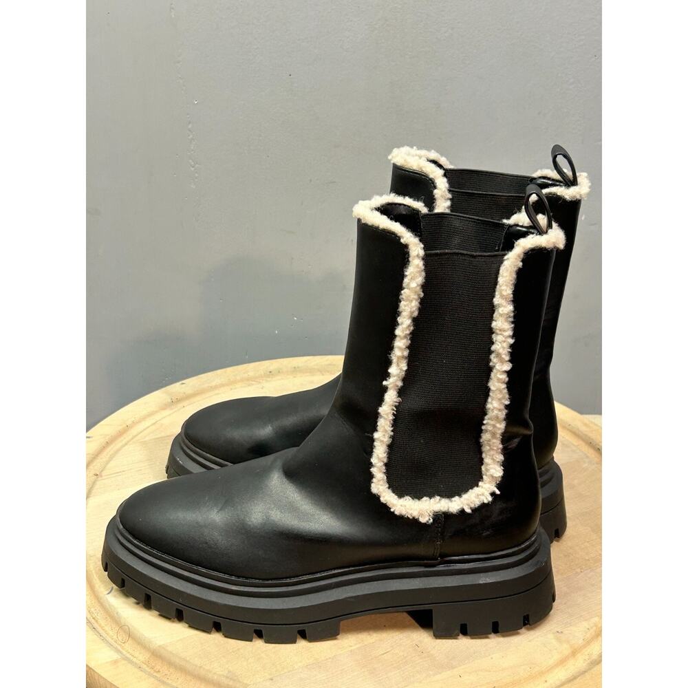 Express Black Ankle Boots with Cream Trim